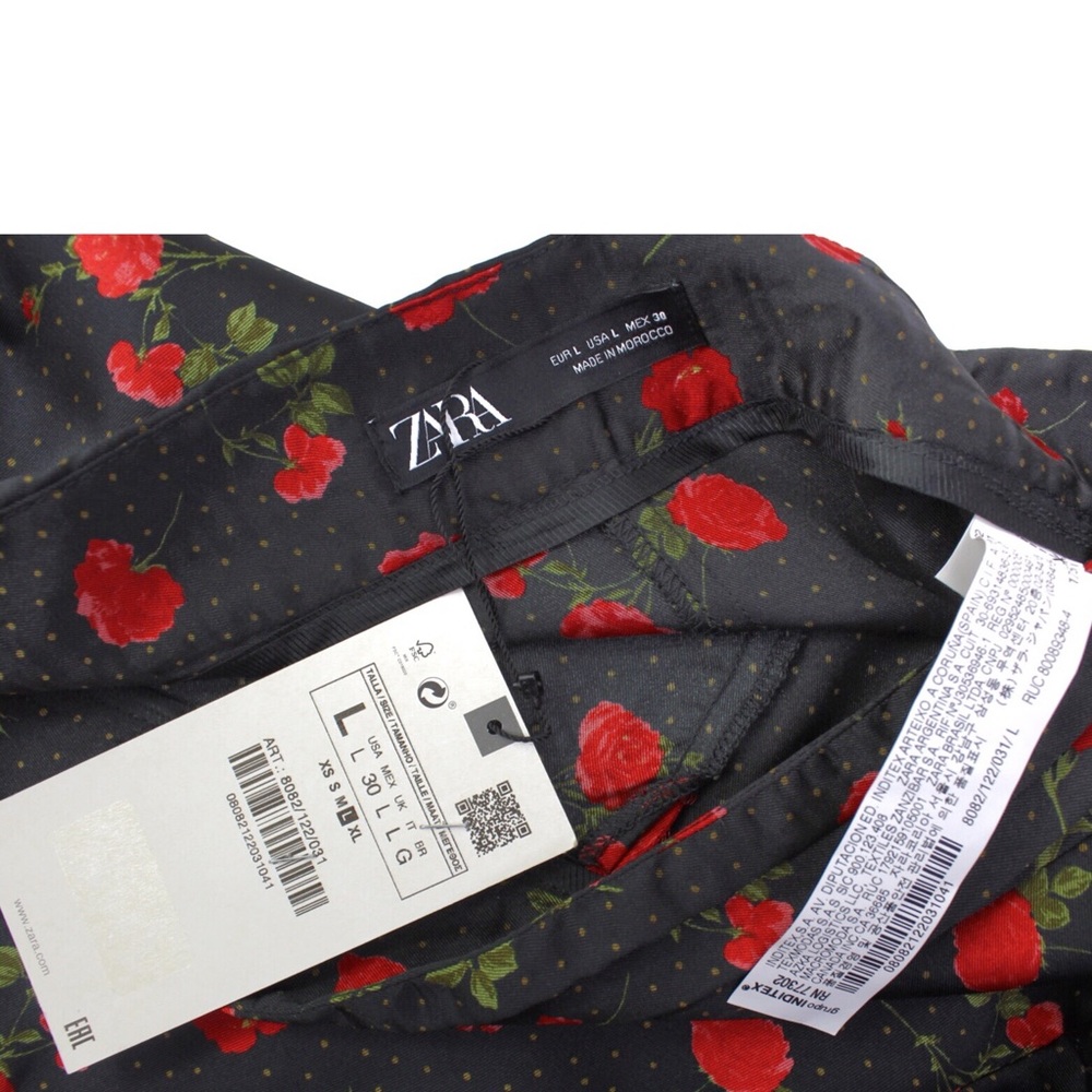 Zara NWT Bermuda Floral Print Satin Feel Shorts S - Picture 11 of 11